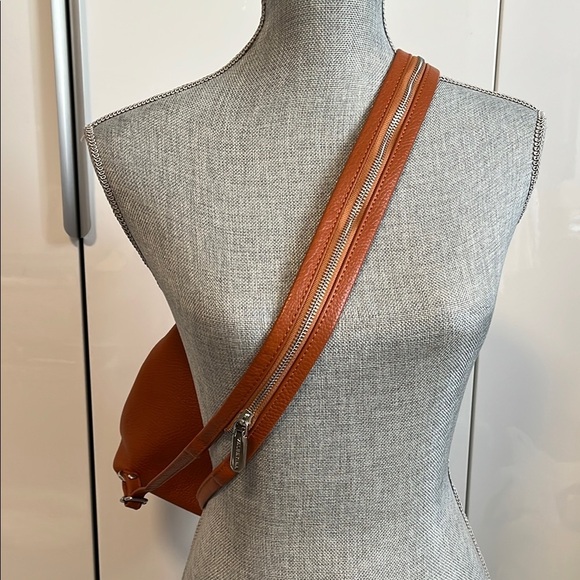 HOSTPICK 🧡 Valentina NWOT Cognac Italian Leather Backpack Crossbody Bag - Picture 15 of 15